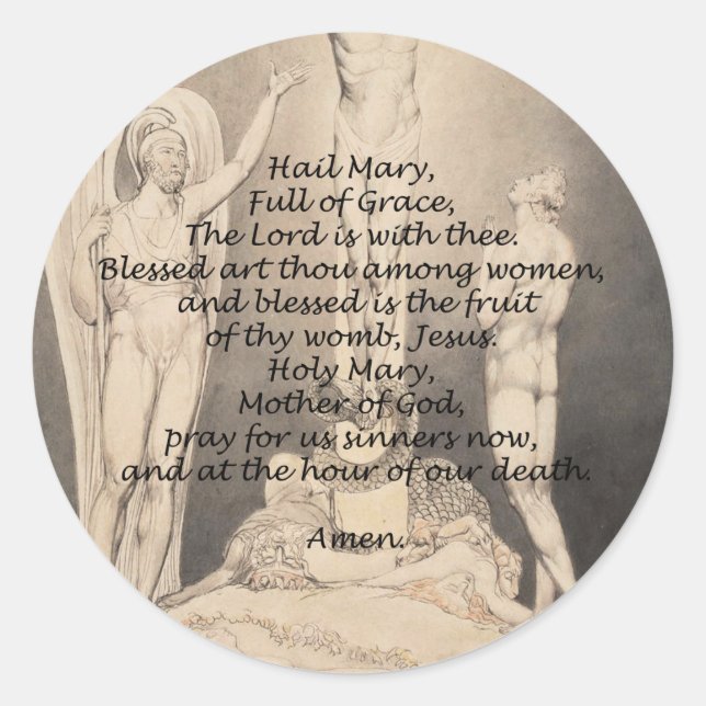 Hail Mary Gebet Religious Quotes Worte Runder Aufkleber (Vorderseite)
