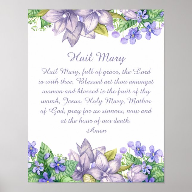 Hail Mary Katholic Gebet Christlich Poster (Vorne)
