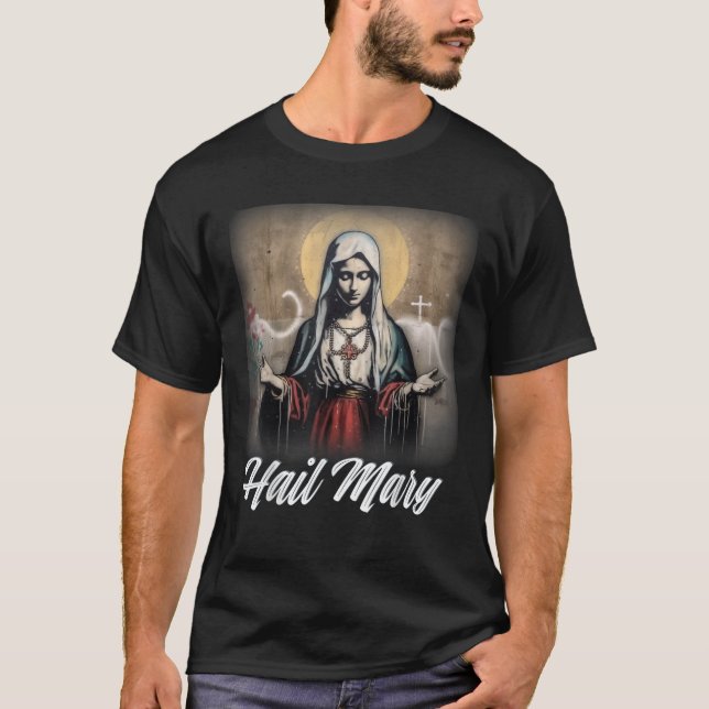 Hail Mary Our Lady gesegnete Mutter Rosary Katholi T-Shirt (Vorderseite)