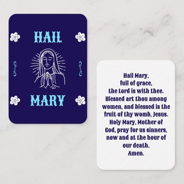 Hail Mary Prayer Card - Traditionelle Sprache Platzkarte (Vorne/Hinten)