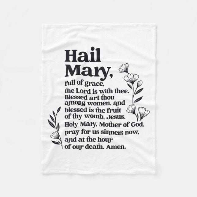 Hail Mary Prayer Marian Floral Christian Blessed M Fleecedecke (Vorderseite)