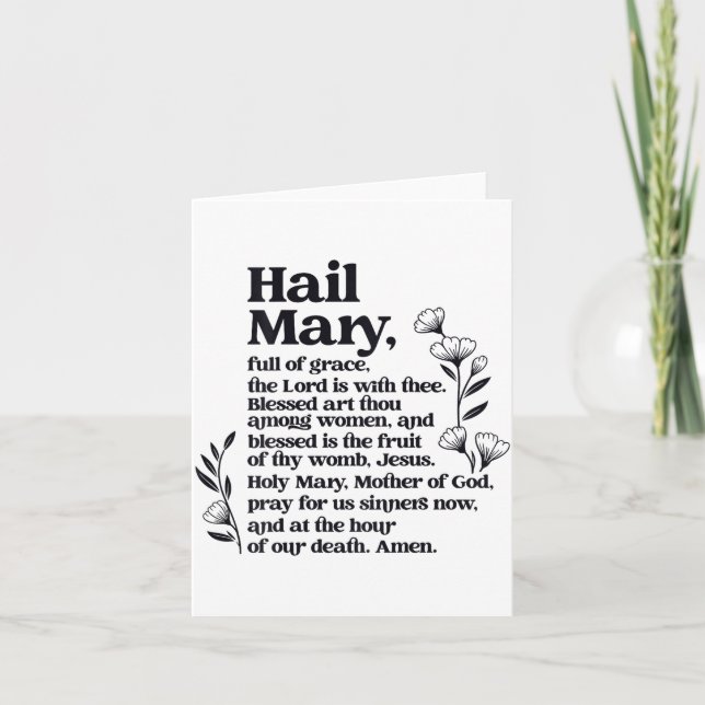 Hail Mary Prayer Marian Floral Christian Blessed M Karte (Vorderseite)