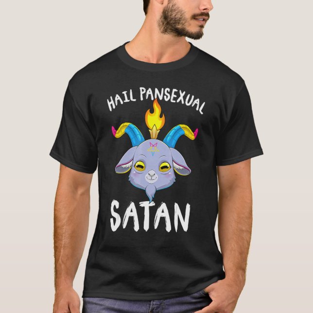 Hail Pansexual Satan Baphomet Goat Head Lgbt Pan P T-Shirt (Vorderseite)