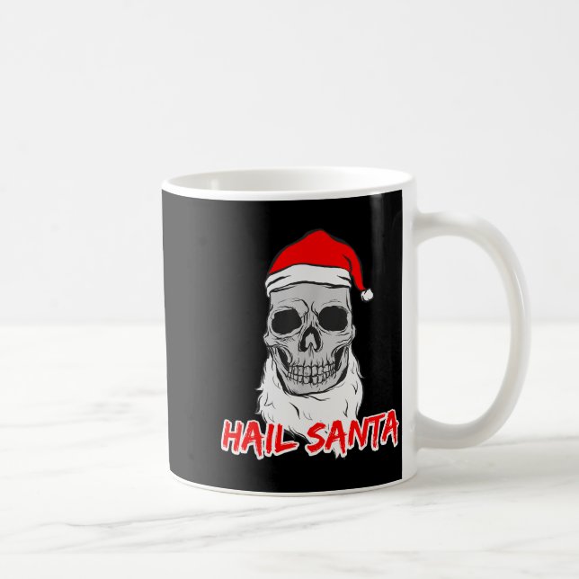 Hail Santa Christmas Skeleton Skull Santa Hat Cree Kaffeetasse (Rechts)