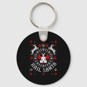 Hail Santa hässlicher Weihnachtspullover meditiere Schlüsselanhänger