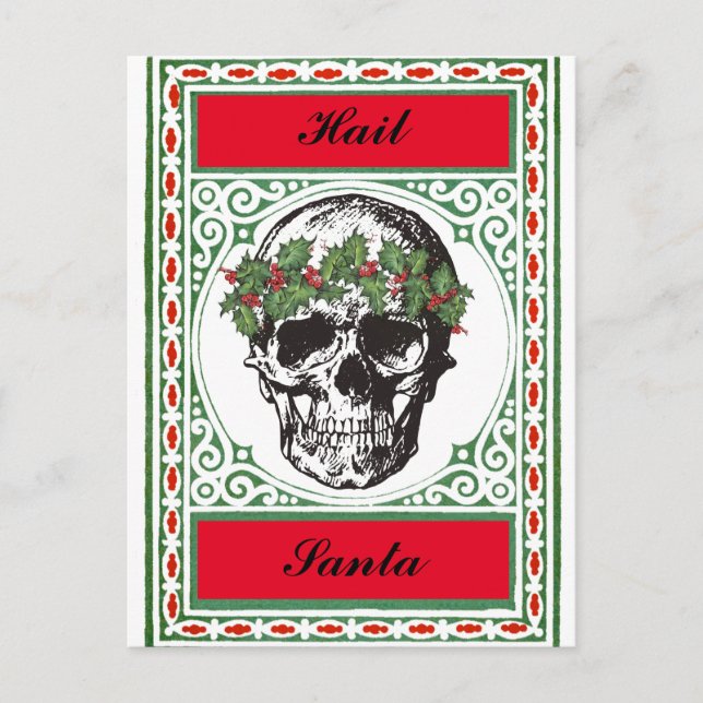 Hail Santa Skull Weihnachtskarte Postkarte (Vorderseite)