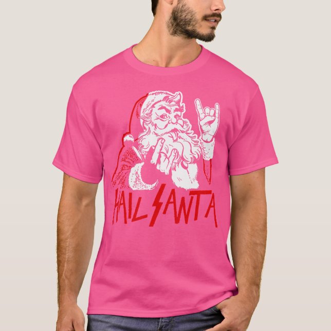 Hail Santa Sleigher Heavy Metal Weihnachten Weihna T-Shirt (Vorderseite)
