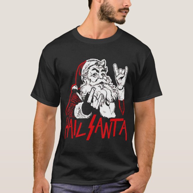 Hail Santa Sleigher Heavy Metal Weihnachten Weihna T-Shirt (Vorderseite)