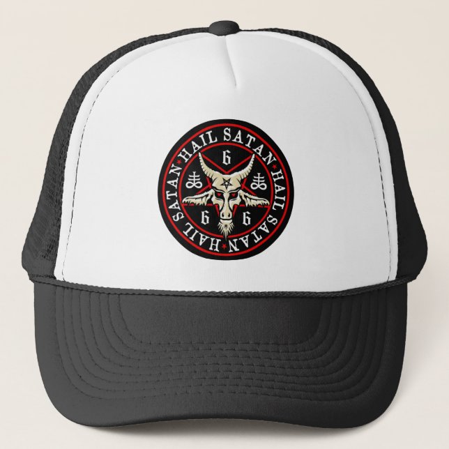 Hail Satan - 666 Cross Cap - Antichrist Truckercap Truckerkappe (Vorderseite)