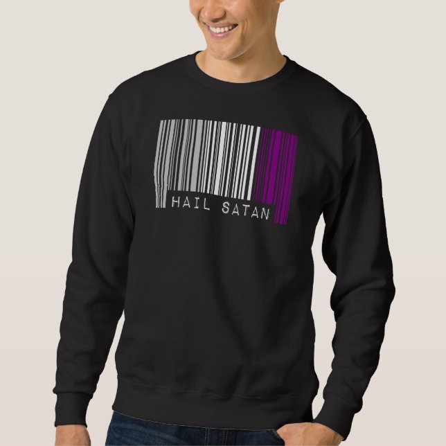Hail Satan Asexual Pride Flag Barcode Satanist Equ Sweatshirt (Vorderseite)