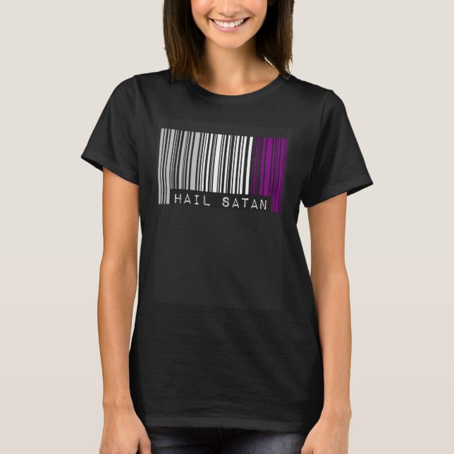 Hail Satan Asexual Pride Flag Barcode Satanist Equ T-Shirt (Vorderseite)