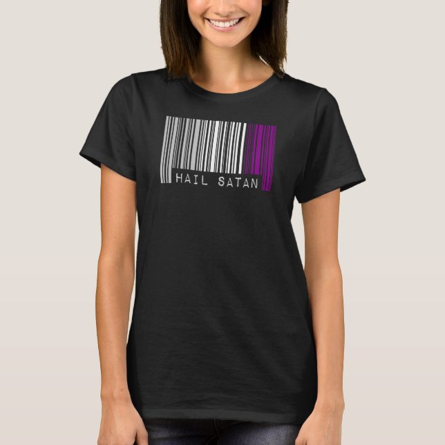 Hail Satan Asexual Pride Flag Barcode Satanist Equ T-Shirt (Vorderseite)