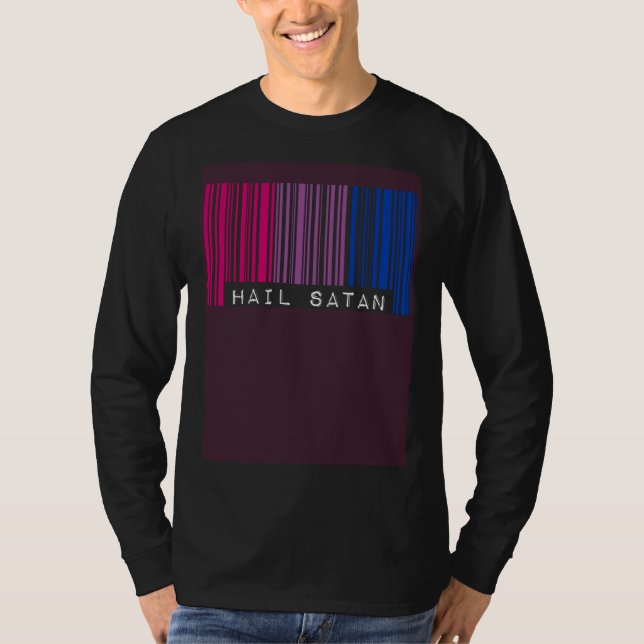 Hail Satan Bisexual Pride Flag Barcode Satanist Eq T-Shirt (Vorderseite)
