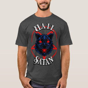 Hail Satan Demon Cat Black Metal Occult Kitty T-Shirt