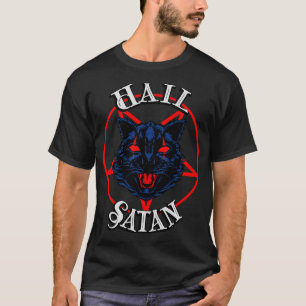 Hail Satan Demon Cat Black Metal Occult Kitty T-Shirt