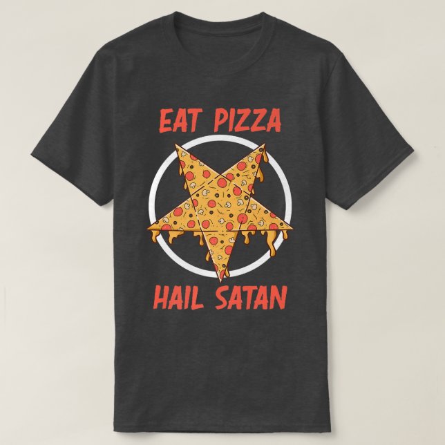 Hail Satan essen Pizza Premium T-Shirt (Design vorne)