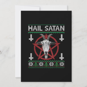 Hail Satan Goat Head Pentagram Funny Satanic Ugly Feiertagskarte