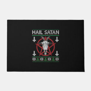 Hail Satan Goat Head Pentagram Funny Satanic Ugly Fußmatte