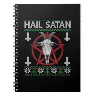 Hail Satan Goat Head Pentagram Funny Satanic Ugly Notizblock