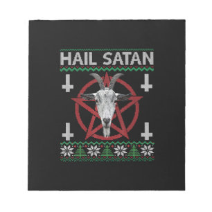 Hail Satan Goat Head Pentagram Funny Satanic Ugly Notizblock