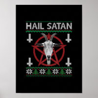 Hail Satan Goat Head Pentagram Funny Satanic Ugly