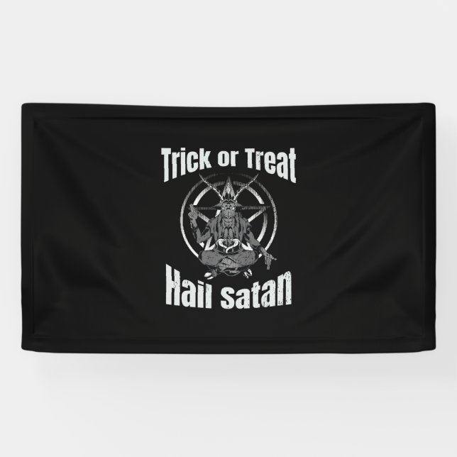 Hail Satan Pentagram Goat Halloween Banner (Horizontal)