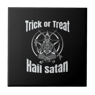 Hail Satan Pentagram Goat Halloween Fliese