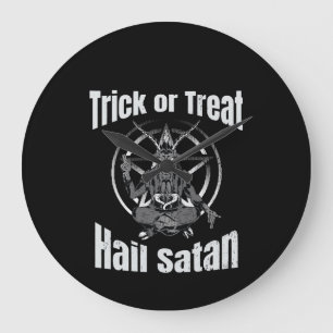 Hail Satan Pentagram Goat Halloween Große Wanduhr