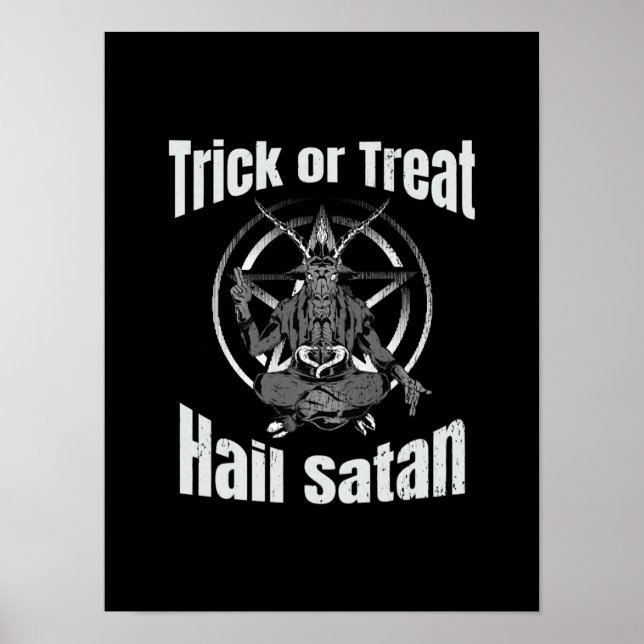 Hail Satan Pentagram Goat Halloween Poster (Vorne)