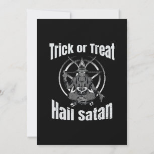 Hail Satan Pentagram Goat Halloween Save The Date