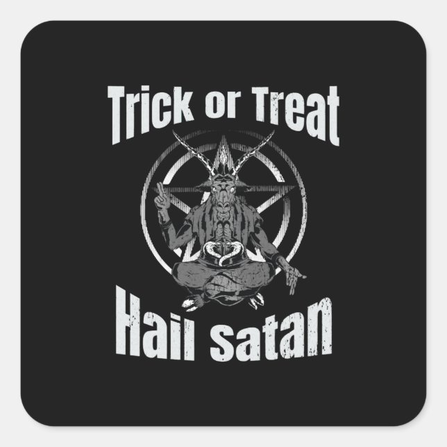 Hail Satan Pentagramm Quadratischer Aufkleber (Vorderseite)
