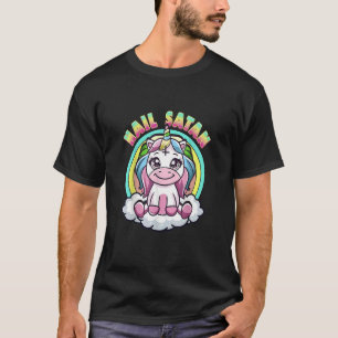 Hail Satan Unicorn Niedlich Rainbow Heavy Metal Sa T-Shirt