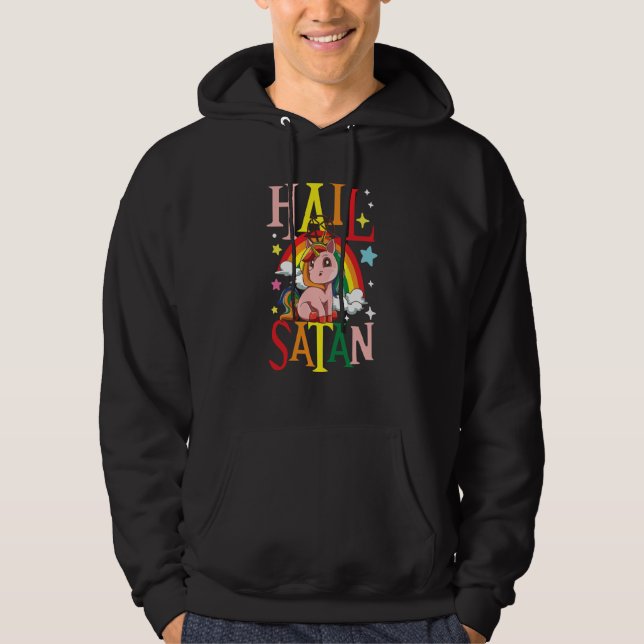 Hail Satan Unicorn Rainbow Hoodie (Vorderseite)
