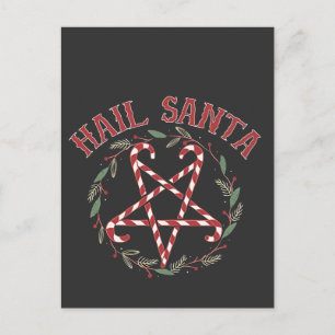 Hail Satan Weihnachten Krampus Xmas Teufel Süßigke Ankündigungspostkarte