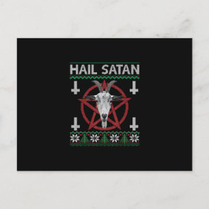 Hail Satan Ziegenkopf Pentagramm Lustig Satanisch  Feiertagspostkarte