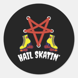 Hail Skatin' Satan Punk Skaten Roller Derby Runder Aufkleber