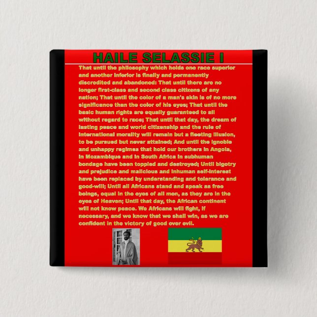 Haile Selassie berühmte Kriegs-Rede zu UNO 1963 Button (Vorderseite)