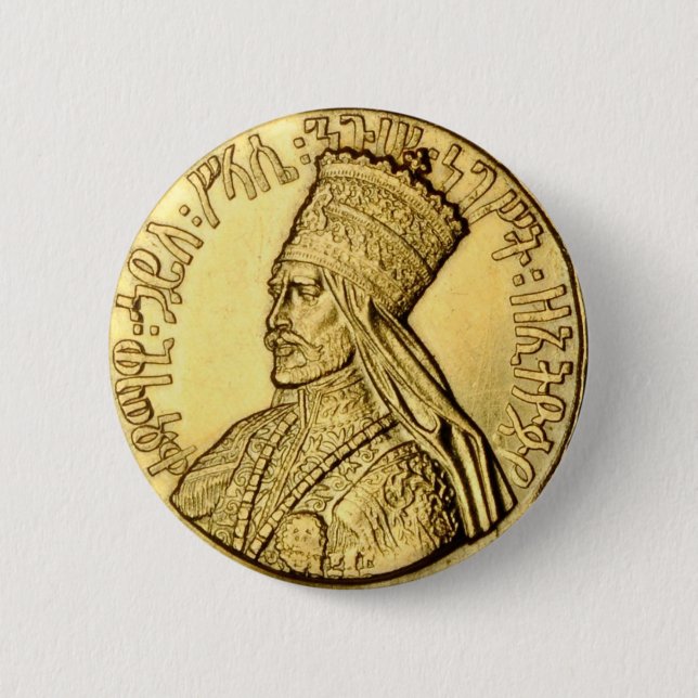 Haile Selassie Button Rasta Reggae Merchandise (Vorderseite)