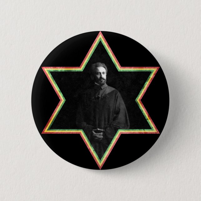 Haile Selassie Davidsstern Button (Vorderseite)