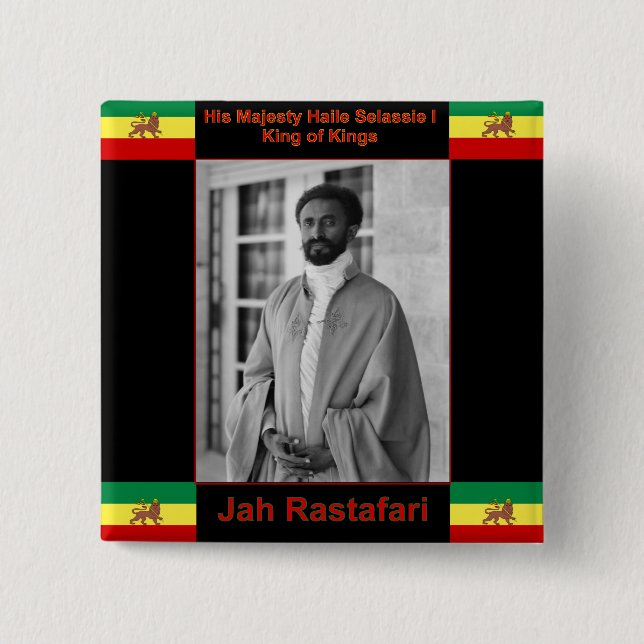 Haile Selassie der Löwe von Judah, Jah Rastafari Button (Vorderseite)