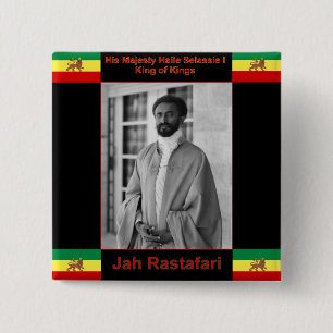 Haile Selassie der Löwe von Judah, Jah Rastafari Button