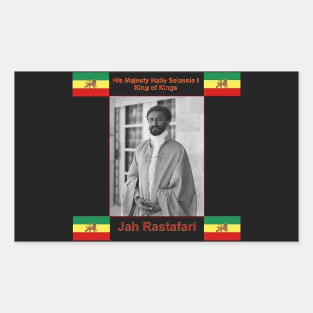 Haile Selassie der Löwe von Judah, Jah Rastafari Rechteckiger Aufkleber (Vorderseite)