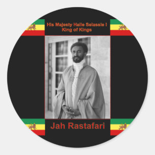 Haile Selassie der Löwe von Judah, Jah Rastafari Runder Aufkleber