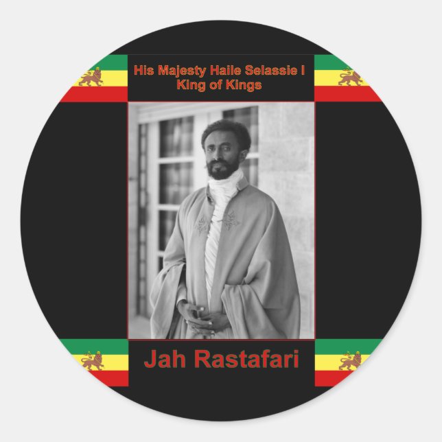 Haile Selassie der Löwe von Judah, Jah Rastafari Runder Aufkleber (Vorderseite)