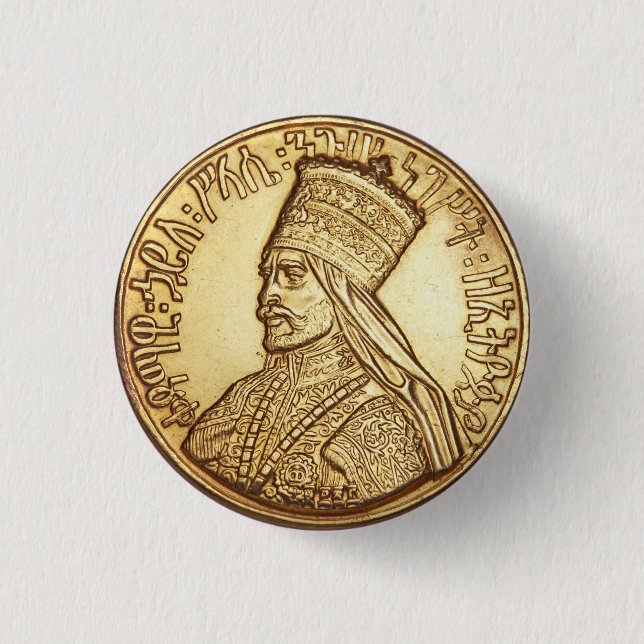 Haile Selassie Empire of Ethiopia Rastafari Button (Vorderseite)