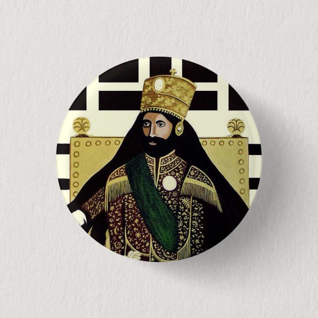 Haile Selassie Empire of Ethiopia Rastafari Button (Vorderseite)