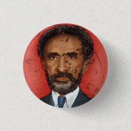 Haile Selassie Ethiopia Jah Rastafari Reggae Roots Button