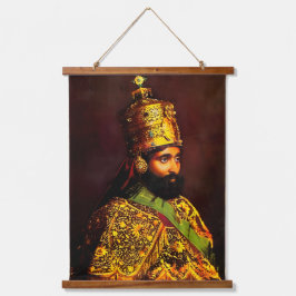 Haile Selassie HIM Jah Rastafari Wandteppich Mit Holzrahmen
