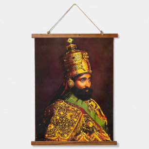 Haile Selassie HIM Jah Rastafari Wandteppich Mit Holzrahmen