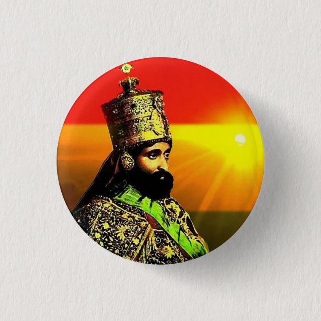 Haile Selassie I Jah Rastafari Rasta Reggae Roots Button (Vorderseite)